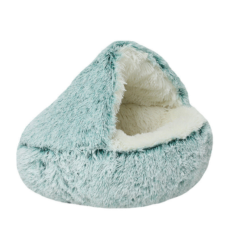 Fluffy Hooded Pet Bed